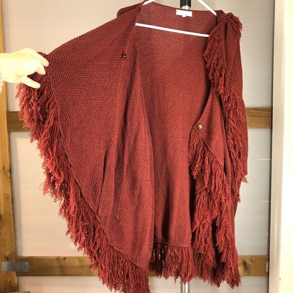 Opening CEREMONY Merino Wool Dark Red Fringe Scarf Short Slv Long Knit Cardigan - Picture 6 of 10